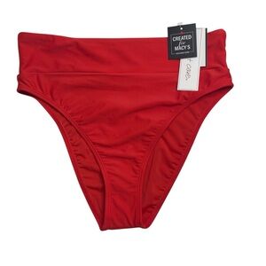 Salt + Cove High-Waist Swim Bottoms Vermillion Red Medium New